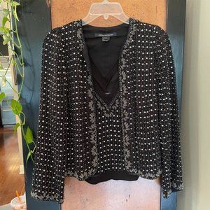 French Connection Black Studded Beaded Twin Set sz 4 & 6